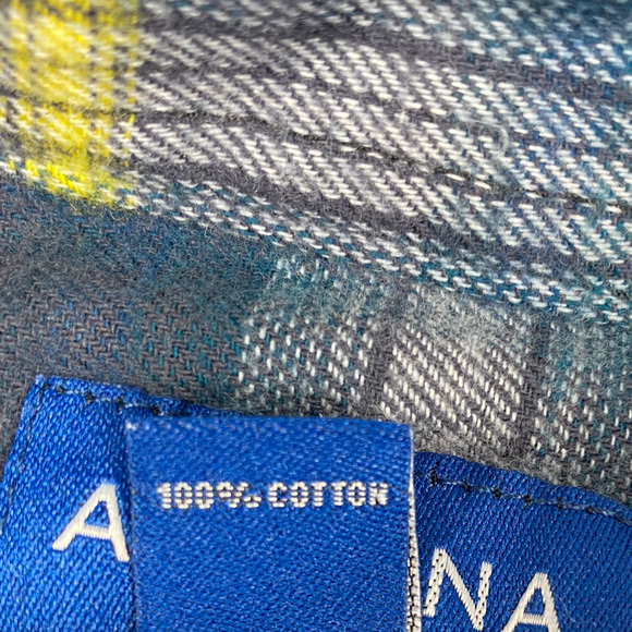 Small Arizona Jean Co. Men's Navy Plaid Super Soft Button Down Long Sleeve Shirt - Picture 4 of 5